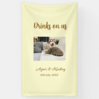 Drinks on us open bar pet photo wedding couple dat