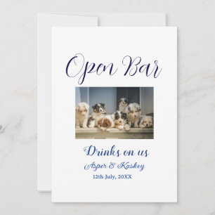 Drinks on us open bar pet photo wedding couple dat invitation
