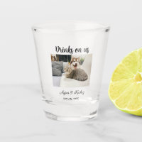 Drinks on us open bar pet photo wedding couple dat