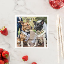 Drinks On Us Simple Photo Cute Fun Dog Pet Wedding