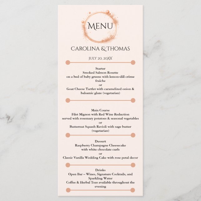 Drinks Open Bar – Wines, Signature Cocktails, and  Menu (Front)