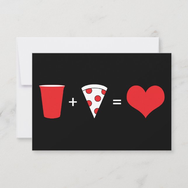 drinks + pizza = love invitation (Front)