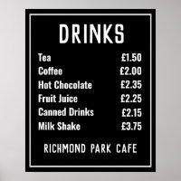 Drinks & Refreshments Price List