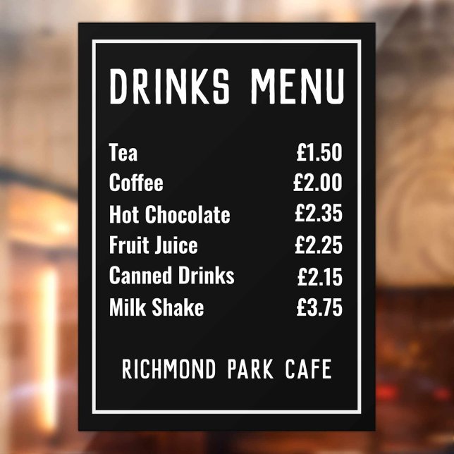Drinks & Refreshments Price List Window Cling (Creator Uploaded)