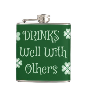 Drinks Saint Patricks Day Funny Green Hip Flask