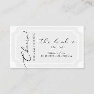 Drinks Ticket Modern Calligraphy Wedding card
