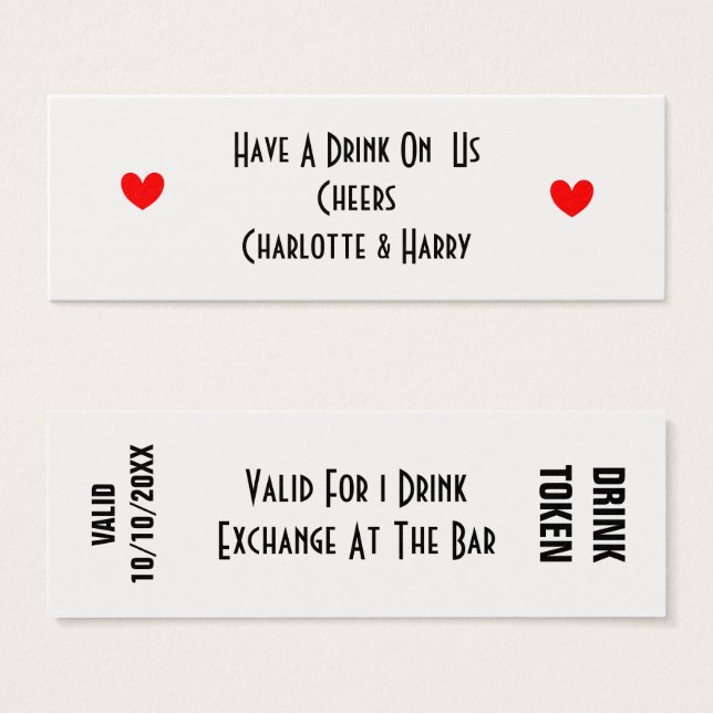 Drinks Token For Guests Personalized (Front & Back)