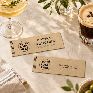 Drinks Voucher l Rustic Kraft Gift Certificate 