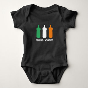 Drinks well with others Irish flag baby bottle Bodysuit