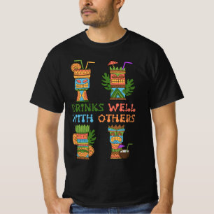 Drinks Well With Others Women Tiki Hawaii Hawaiian T-Shirt