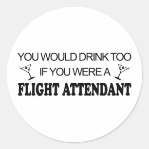 DrinkToo - Flight Attendant Classic Round Sticker