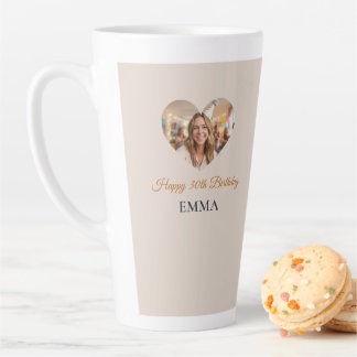 drinkware birthday personalized photo, Birthday Latte Mug