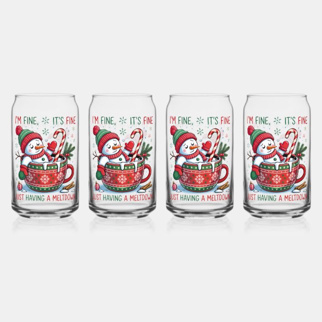Drinkware Set-Christmas Snowman Can Glass (Back)