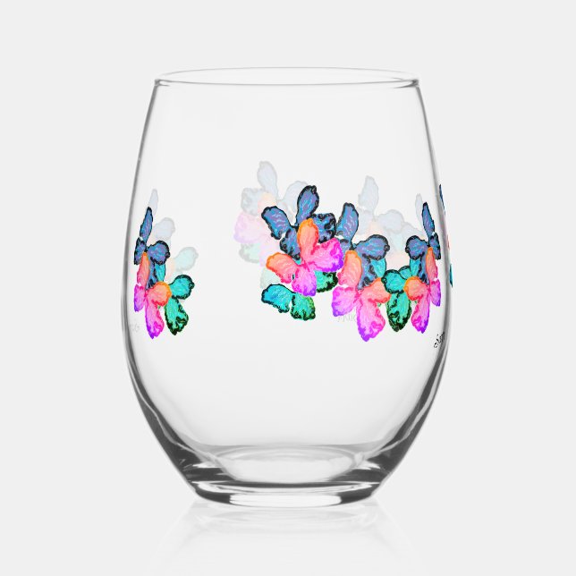 Drinkware Set : Love Of The Butterfly  Stemless Wine Glass (Front)