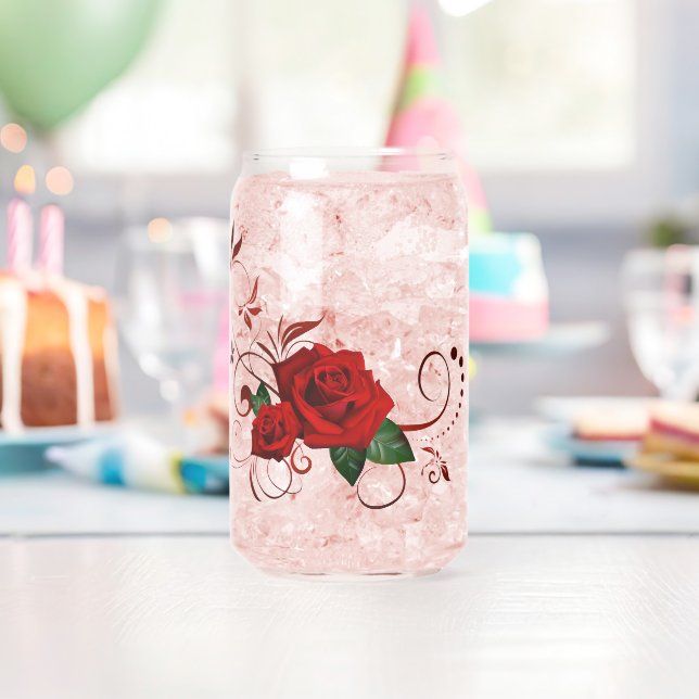 Drinkware Set Love Red Rose Floral  (Insitu (Anniversaire))