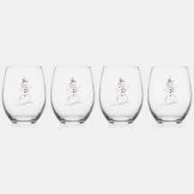Drinkware Set Snowman Joy Wine Glasses