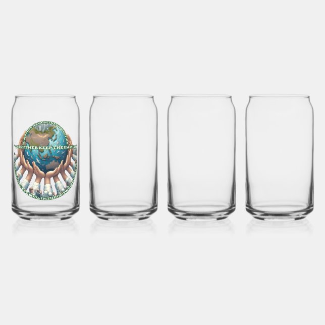 Drinkware Style: Printed Can Glass, Set: Set of 4, Glass (Front)