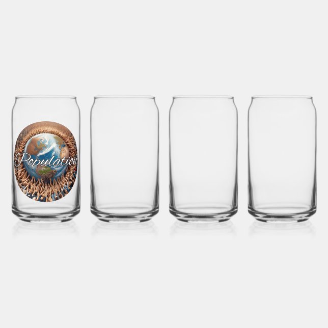 Drinkware Style: Printed Can Glass, Set: Set of 4, Glass (Front)