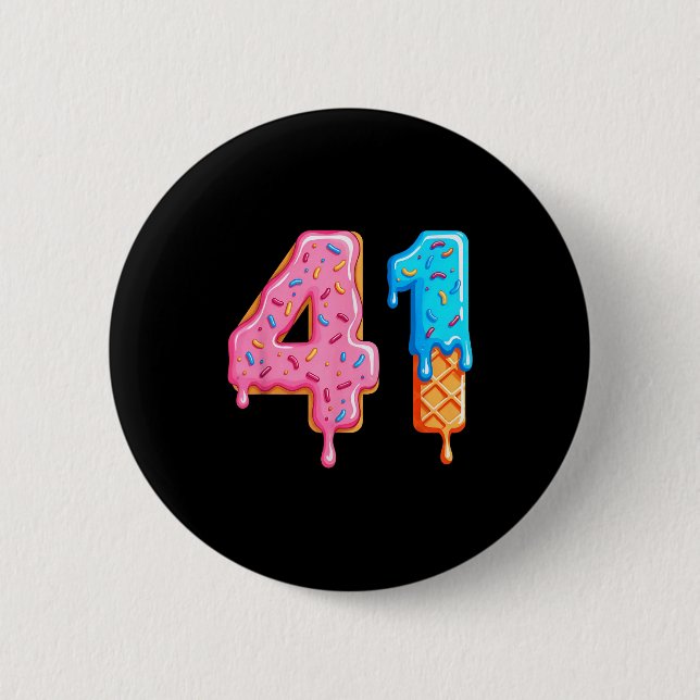Drip 41 Meme Cool Baseball Style Number Forty One  2 Inch Round Button (Front)
