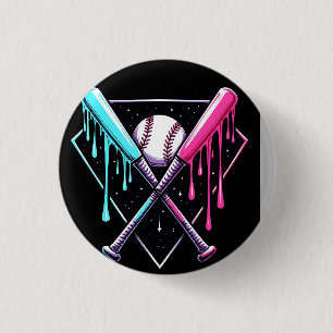Drip Baseball Bat Magic – Neon Splash Home Plate 1 Inch Round Button
