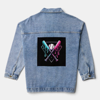 Drip Baseball Bat Magic – Neon Splash Home Plate Denim Jacket