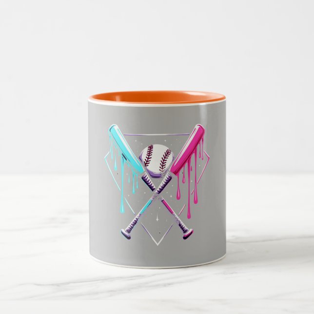 Drip Baseball Bat Magic – Neon Splash Home Plate Two-Tone Coffee Mug (Center)