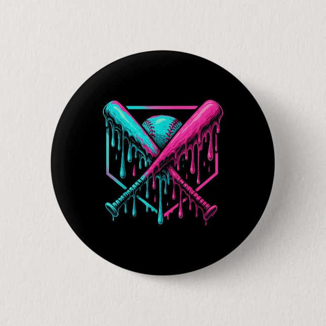 Drip Boys Baseball Bat And  2 Inch Round Button (Front)