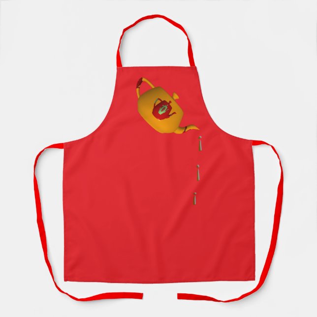 Drip Drip Double Teapot Red      Apron (Front)