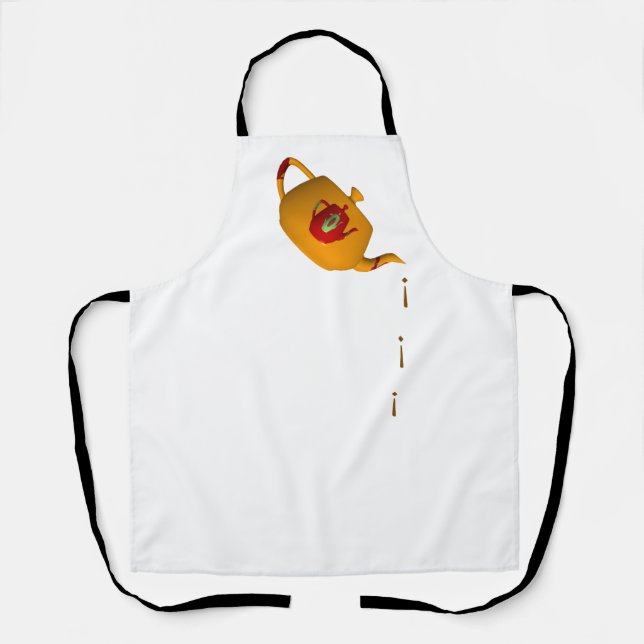Drip Drip Double Teapot White Black Strap      Apron (Front)