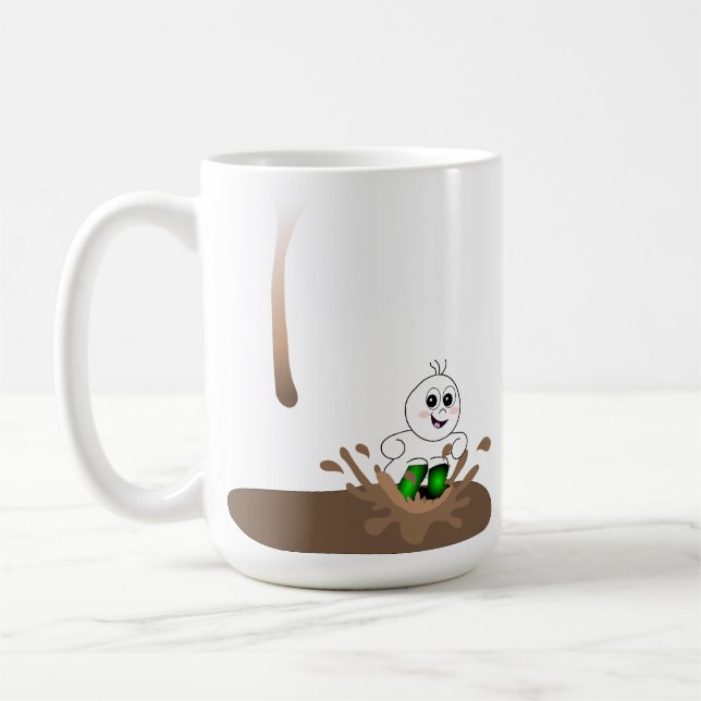 Drip Guy Splashing in Coffee Puddle Mug (Left)