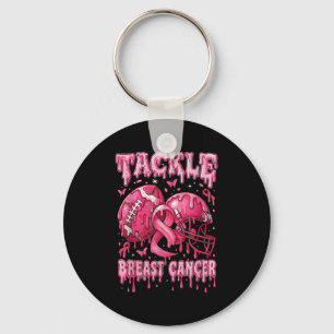 Drip Ice Cream Tackle Breast Cancer Football Aware Keychain