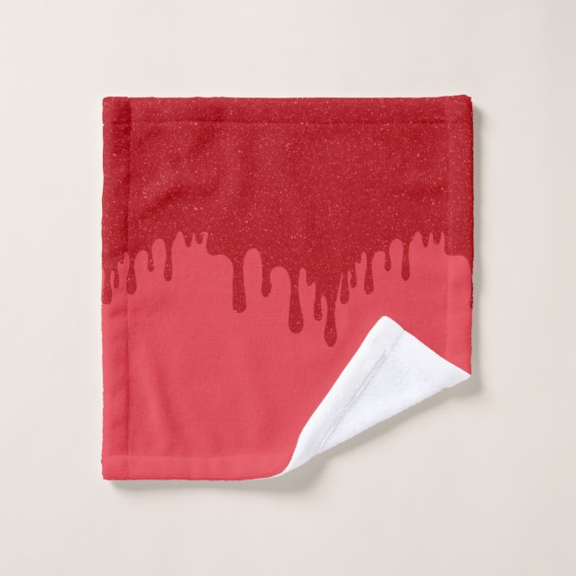 Drip Pattern Tomato Red Washcloth – Customizable Wash Cloth (Wash Cloth)