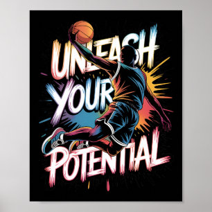 Drip Sketll Unleash Your Potential Slam Dunk Color Poster