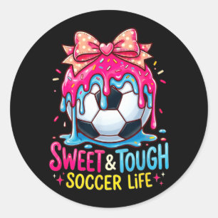 Drip Soccer Girl Girls Coquette Bow Soccer Classic Round Sticker