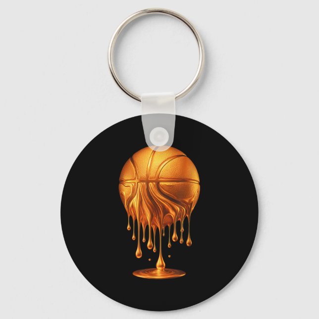 Dripng Gold Basketball Ball Hoop Net Slam Dunk Mvp Keychain (Front)