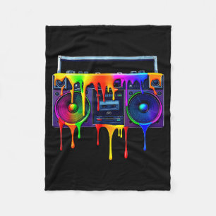Dripng Paint Boombox Funny Old School 80s Music Hi Fleece Blanket