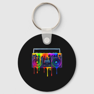 Dripng Paint Boombox Funny Old School 80s Music Hi Keychain