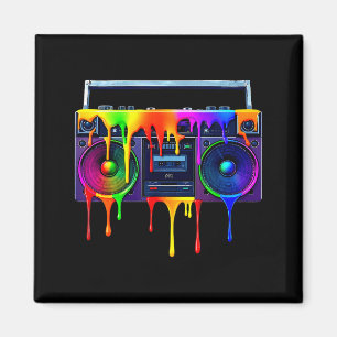 Dripng Paint Boombox Funny Old School 80s Music Hi Magnet