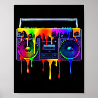 Dripng Paint Boombox Funny Old School 80s Music Hi