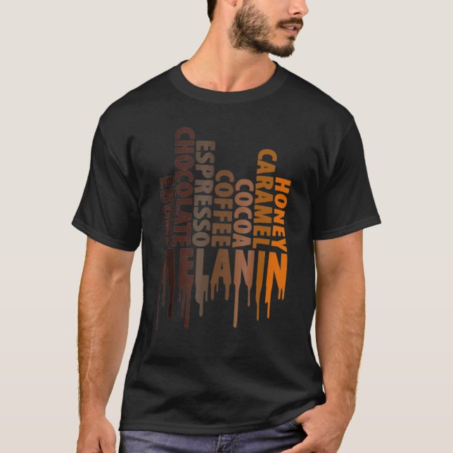 Drippin Melanin Pride Afro Queen Black History Mon T-Shirt (Front)