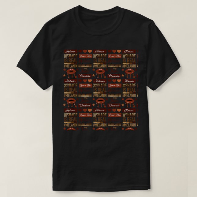 Drippin Melanin Sexy Lips Pattern T-Shirt (Design Front)
