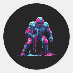 Dripping Aamerican Football Player Men Women Kids Classic Round Sticker