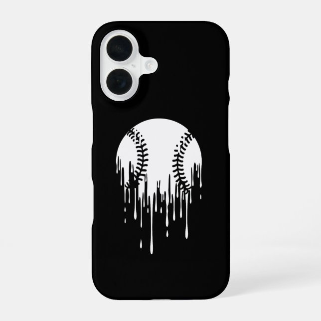 Dripping Baseball Design for Bold Sports Fans iPhone 16 Case (Back)