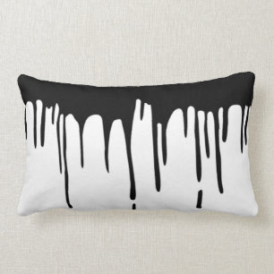 Dripping Black Piant B&W Throw Pillow