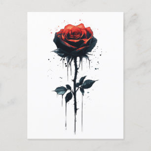 Dripping Blood Rose: Gothic Floral Art Postcard