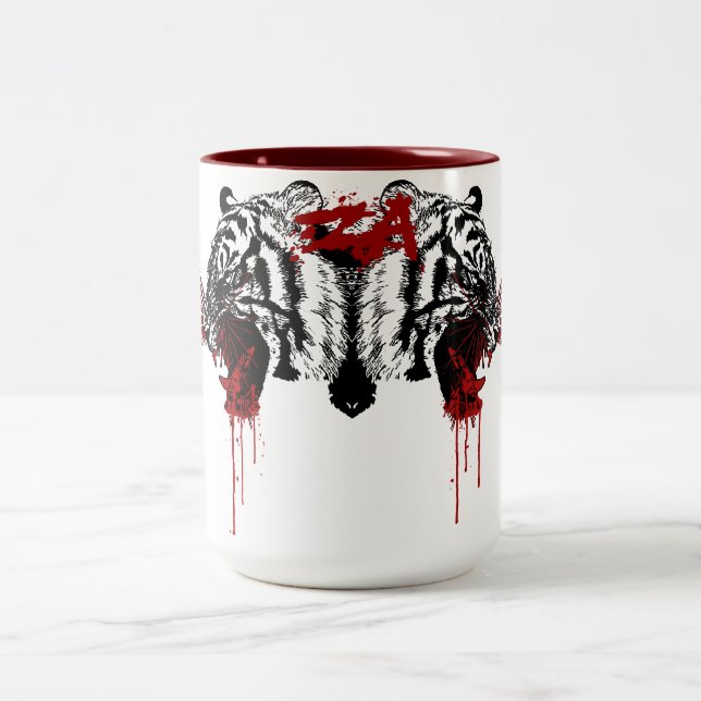 dripping blood Two-Tone coffee mug (Center)