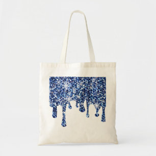 Dripping Blue Cheetah Sparkles Tote Bag