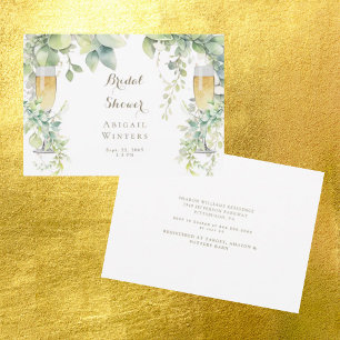 Dripping Botanical Champagne White Bridal Shower  Invitation