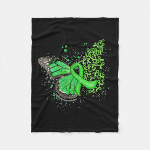 Dripping Butterfly Green Ribbon Kidney Disease Awa Fleece Blanket