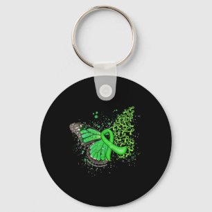 Dripping Butterfly Green Ribbon Kidney Disease Awa Keychain